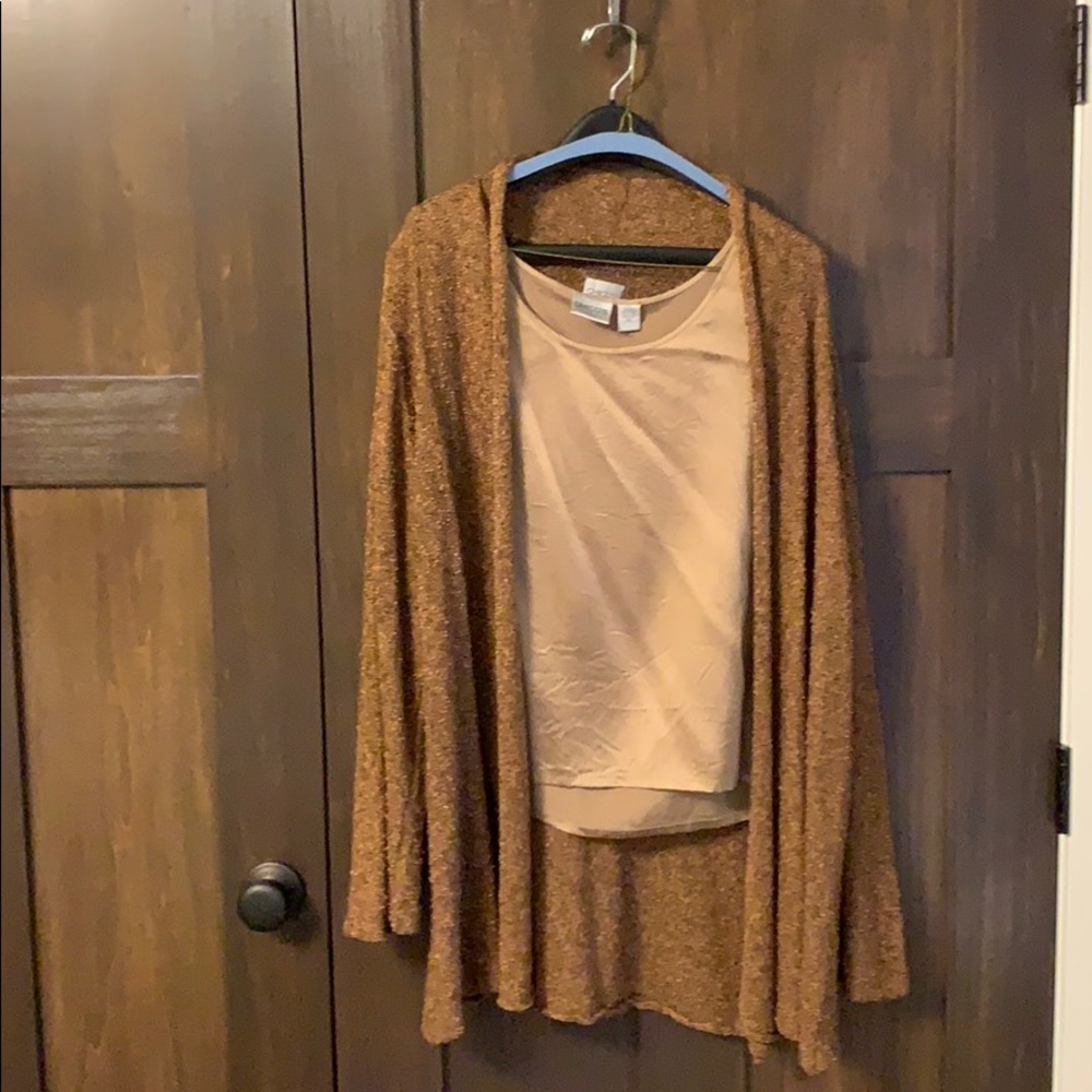 Chico’s sweater and satin tank